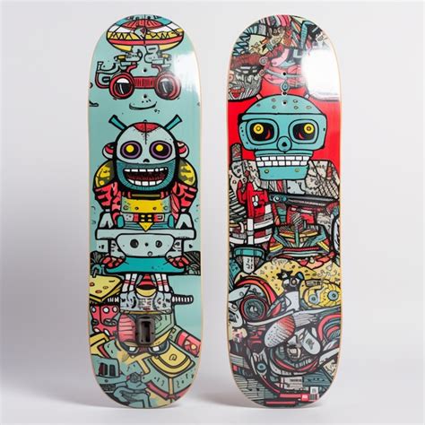 Premium Ai Image A Pair Of Skateboards With A Robot On The Bottom And