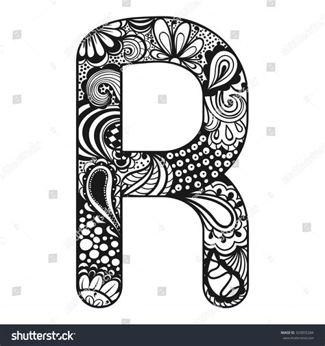 Zentangle Stylized Alphabet Lace Letter R