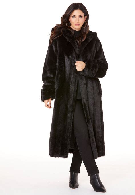 Full Length Faux Fur Coat With Hood Roaman S