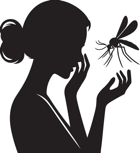 Silhouette of woman who cry at mosquito on white background. Symbol of