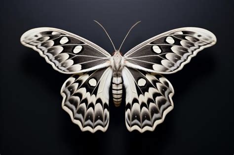 Premium Photo | A butterfly with black and white wings on a black surface