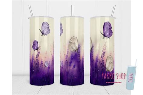 Oz Butterfly Tumbler Lavender Flower Graphic By Yakkodesign