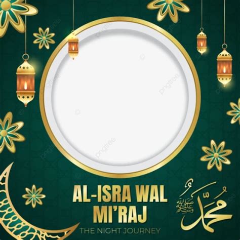 Desain Twibbon Isra Miraj Tema Hijau Dan Emas Teman Kreasi