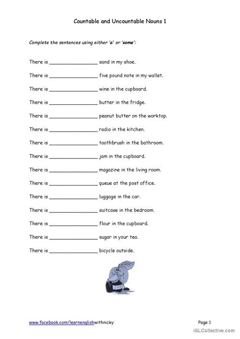 Countable And Uncountable Nouns English Esl Worksheets Pdf And Doc