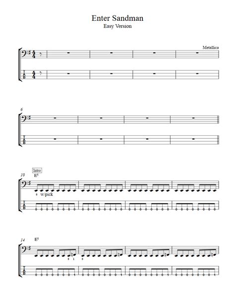 Enter Sandman Guitar Chords