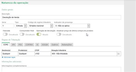 Como Cadastrar Uma Natureza De Opera O De Devolu O De Compra Bling