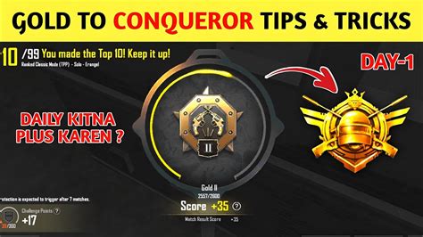 DAY 1 Gold To Conqueror Bgmi Solo Conqueror Tips Tricks C6s17