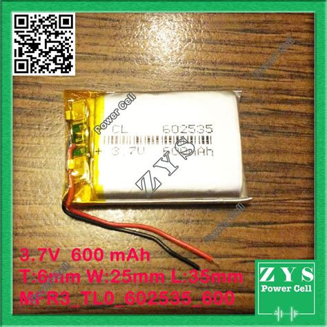 Polymer Lithium Ion Battery 3 7V 602535 Can Be Customized Wholesale CE