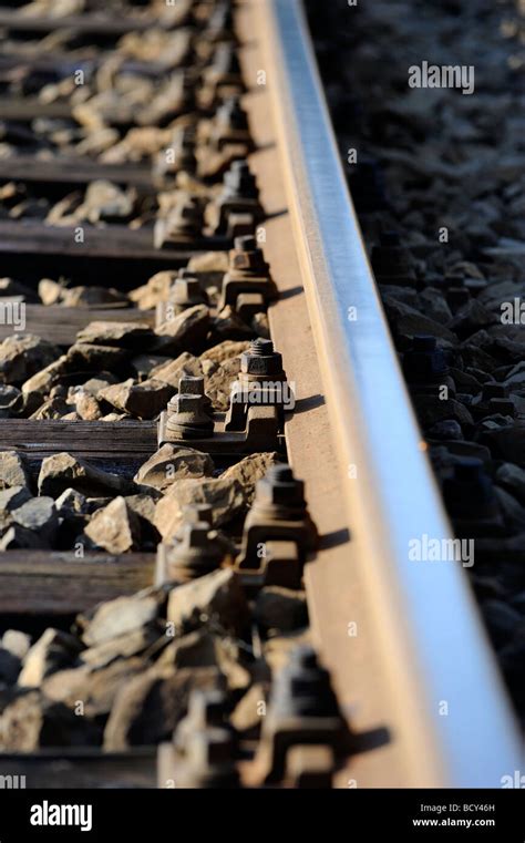 Railway Tracks Close Up Detail Still Life Stock Photo Alamy