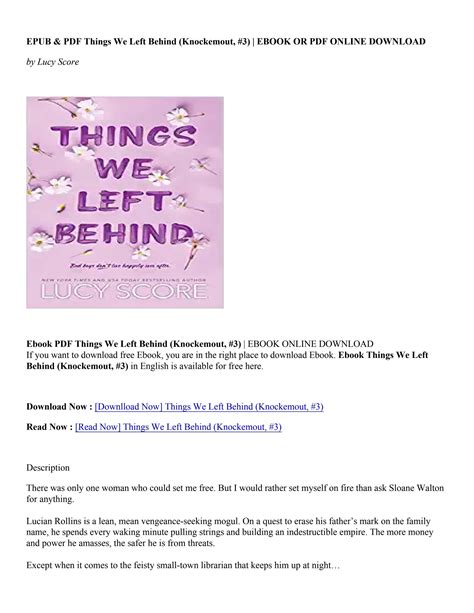 Pdfepub Things We Left Behind Knockemout 3 Lucy Score By