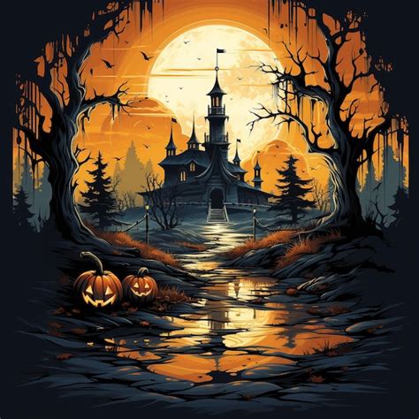 Premium AI Image | Halloween Day Spooky Magic Halloween Castle amid ...