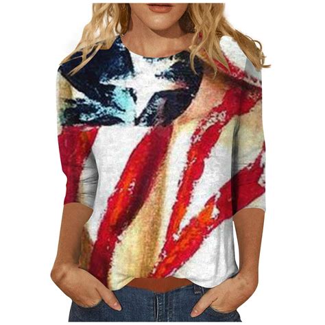 Chmora Patriotic T Shirts For Women American Flag Tops Th Of July