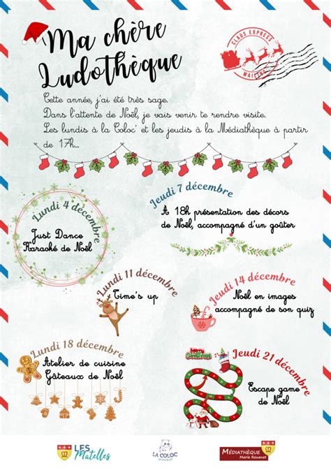 LUDOTHEQUE PROGRAMME DECEMBRE LES MATELLES