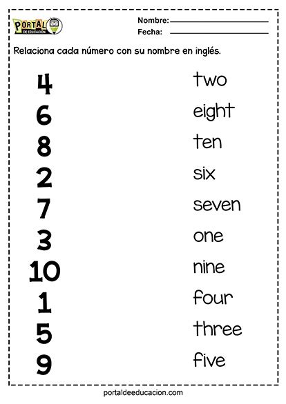 Actividades De N Meros En Ingl S Portal De Educaci N