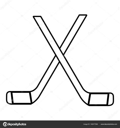 Two Crossed Hockey Sticks Icon Outline Style Stock Vector Image By