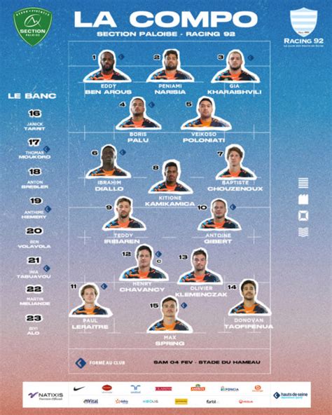 Section Paloise V Racing 92 La Compo Des Ciel Et Blanc