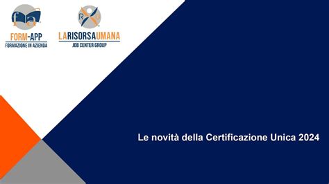 21 02 2024 Le novità della Certificazione Unica 2024 YouTube