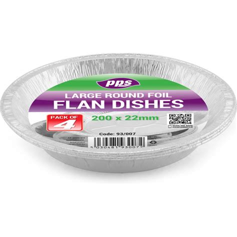 Foil Flan Dishes Large 200 X 22mm 4pc24