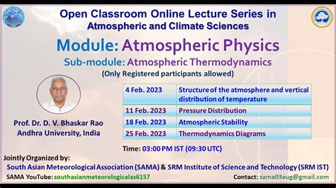 Sama Srm Lecture Series L Atmospheric Thermodynamics Basics Part