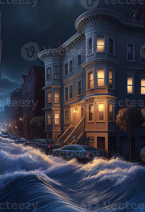 painting of a city street at night. 22867395 Stock Photo at Vecteezy