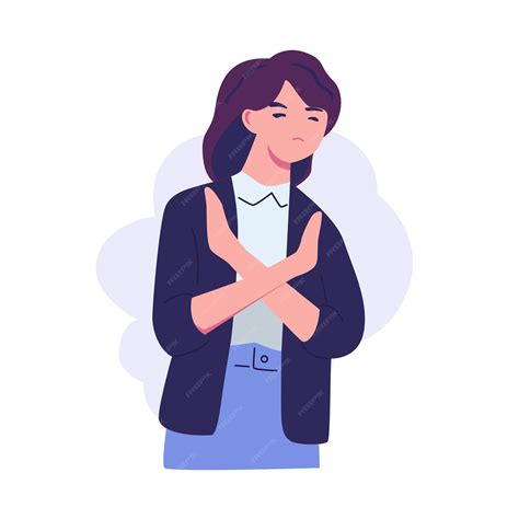 Premium Vector | Pose of woman rejecting something flat style