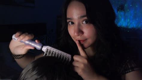 Asmr Brushing Your Hair While Repeating Sleepy And Go To Sleep Youtube