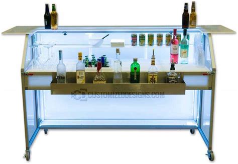 LED Lighted Portable Bar On Wheels For Events Mobile Bartending 5