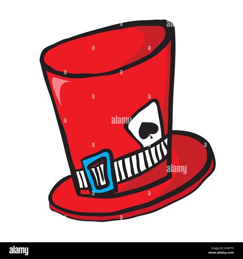 Mad Hatters Hat With Ace Of Spades Isolated On White Stock Vector Image