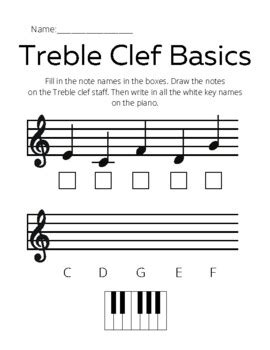 Treble Clef Basics Worksheet By Amber Waldron Studios Tpt