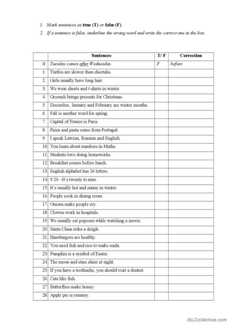 True False English Esl Worksheets Pdf Doc