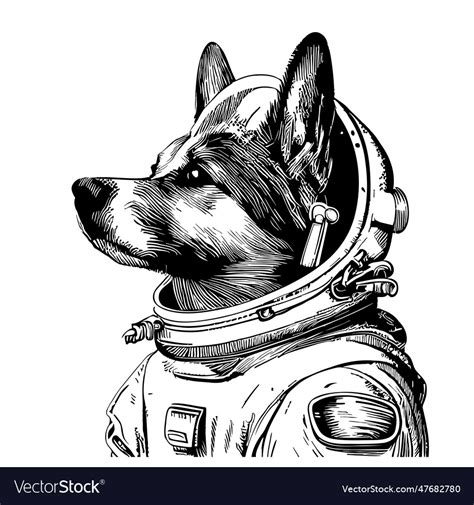 Astronaut Dog Drawing