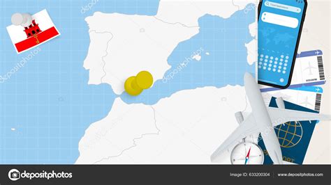 Travel Gibraltar Concept Map Pin Map Gibraltar Vacation Preparation Map Stock Vector by ©boldg ...