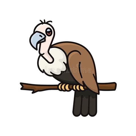 Cartoon Vulture On Branch Isolated Vector Illustration Stock Vector