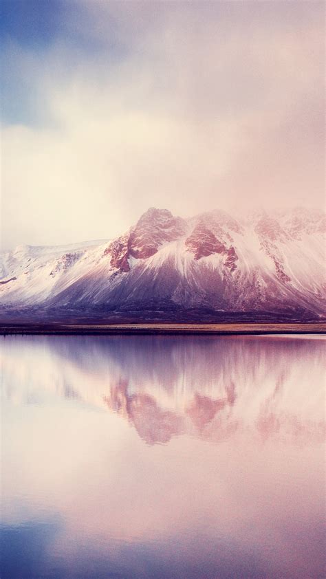 Mountains Wallpaper 4K, Aesthetic, Reflection, Mist