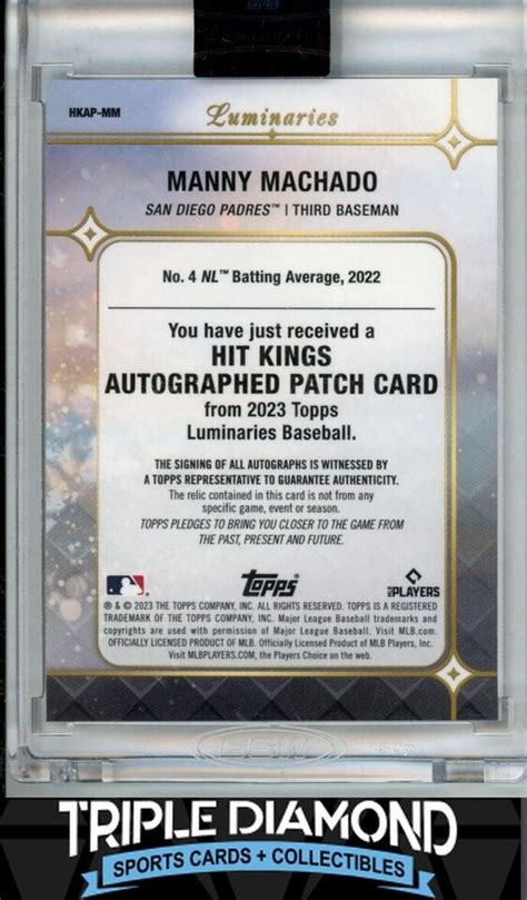 Topps Luminaries Manny Machado Hit Kings Autograph Auto B