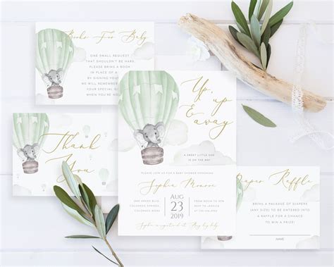 Gender Neutral Hot Air Balloon Baby Shower Invite Up Up And Etsy