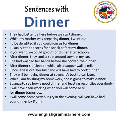 Sentences With Dinner Dinner In A Sentence In English Sentences For