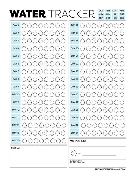 The Best 8 Free Monthly Water Tracker Printable PDFS