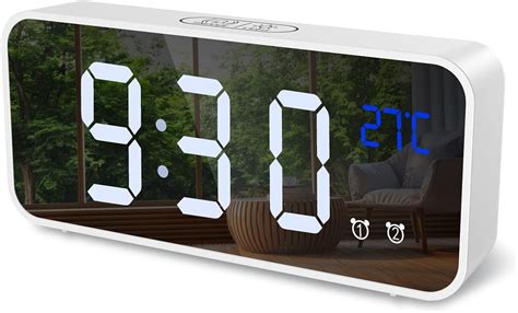 ORIA Réveil numérique miroir LED horloge de bureau avec commande