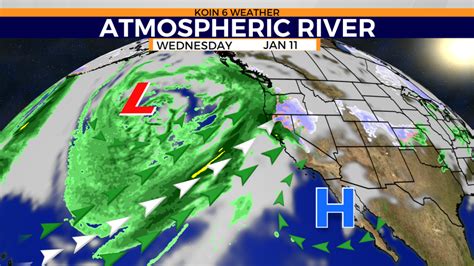 Atmospheric river veers north to Portland, OR area Wednesday