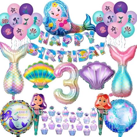 Decoration Anniversaire Sirene Fille Ballon Anniversaire Sirene 3 Ans