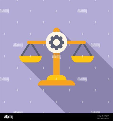 Flat Design Vector Of Balance Scales With A Gear Symbolizing Legal