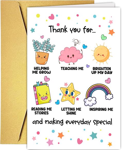 Cute Thank You Card for Teacher, Sweet Teacher Appreciation Gifts for