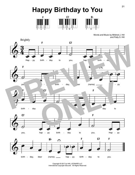 Happy Birthday To You By Mildred J Hill Sheet Music For Super Easy