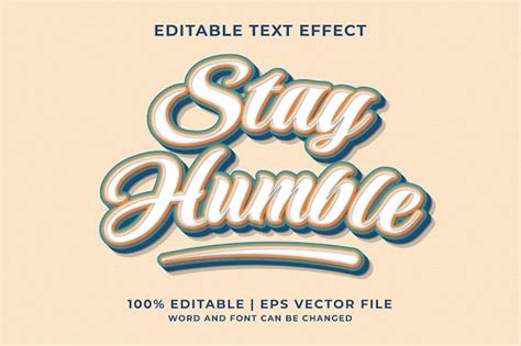 Premium Vector Editable Text Effect Stay Humble Vintage 3d Template