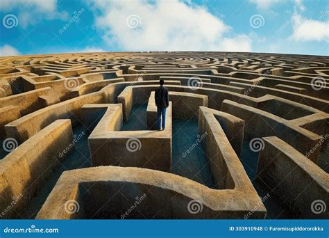 Person Navigating A Maze Or Labyrinth Symbolizing Problem Solving And