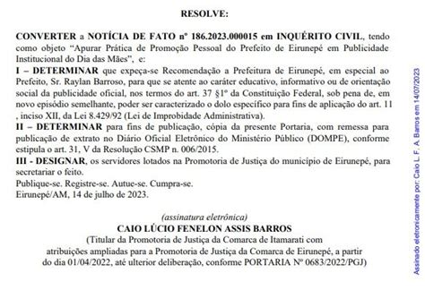 Raylan Barroso é Investigado Por Suspeita De Promoção Pessoal Em Eirunepé