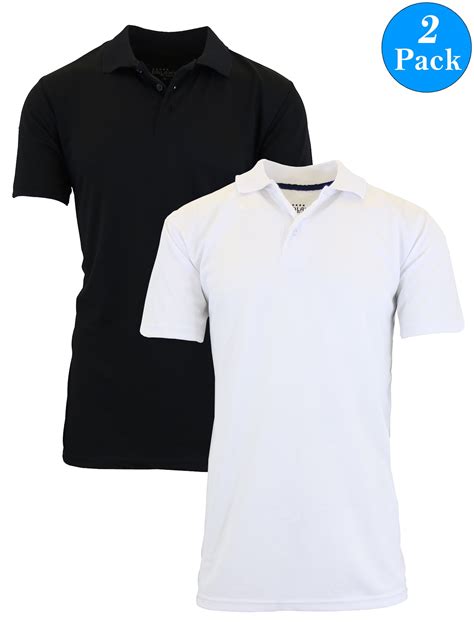 Mens Dry Fit Moisture Wicking Polo Shirt 2 Pack