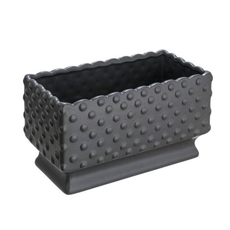 Storied Home 11 25 In L X 5 75 In W X 6 In H Black Indoor Ceramic Hobnail Decorative Pot With