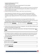 Shipping Analysis Worksheet Docx Consider The Environment Surf To